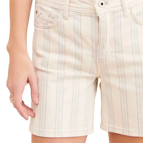 Pilcro Anthropologie Striped Denim Shorts Size 28 Slim Boyfriend Fit - Picture 9 of 9